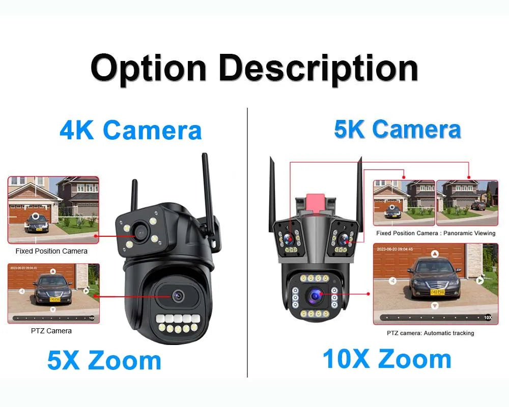 Bezpečnostná Vonkajšia Kamera WiFi 12 MP 5K + pamäťová karta MicroSD 64 GB